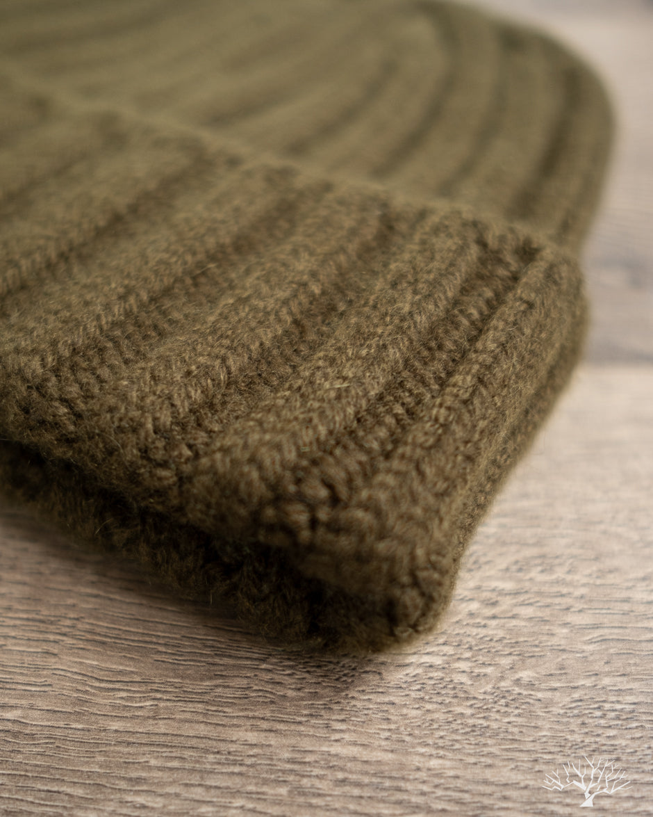 Cashmere 2x2 Rib Watch Cap - Olive