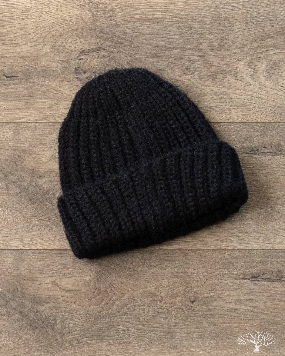 Câbleami - Mohair Tube-Yarn Watch Cap - Black