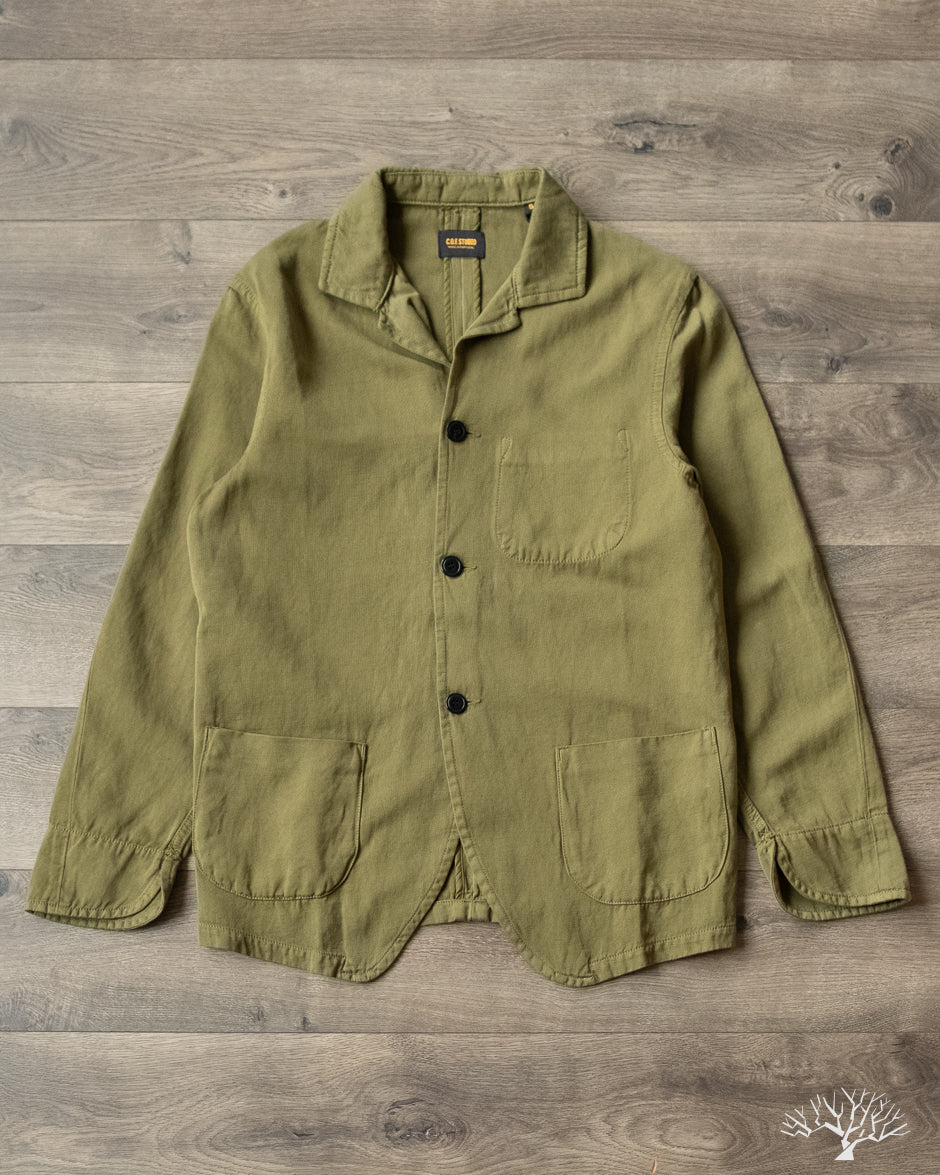 Cotton/Linen Painter Jacket - Olive
