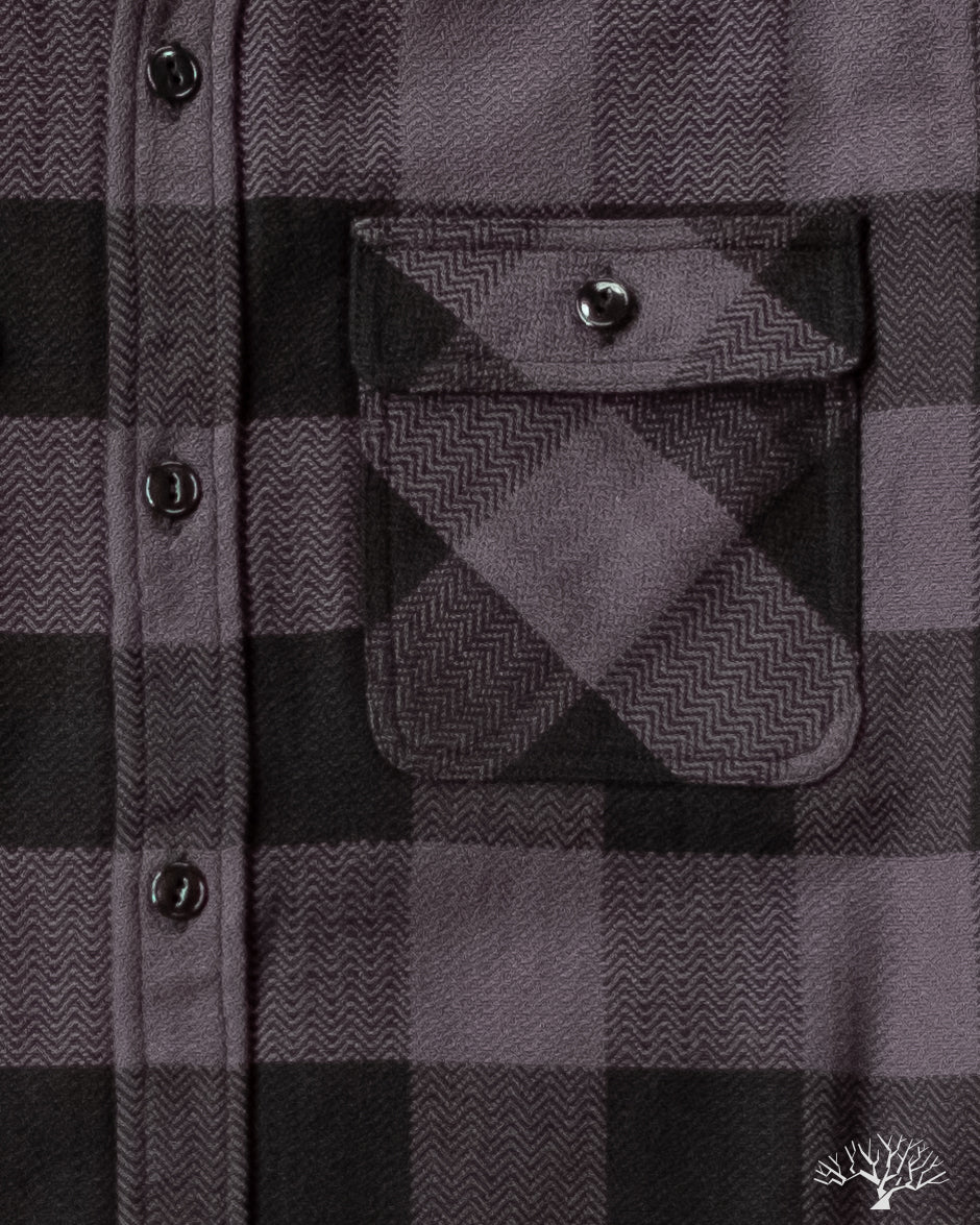 The Flat Head - FN-SNR-101L - Block Check Flannel Shirt - Grey