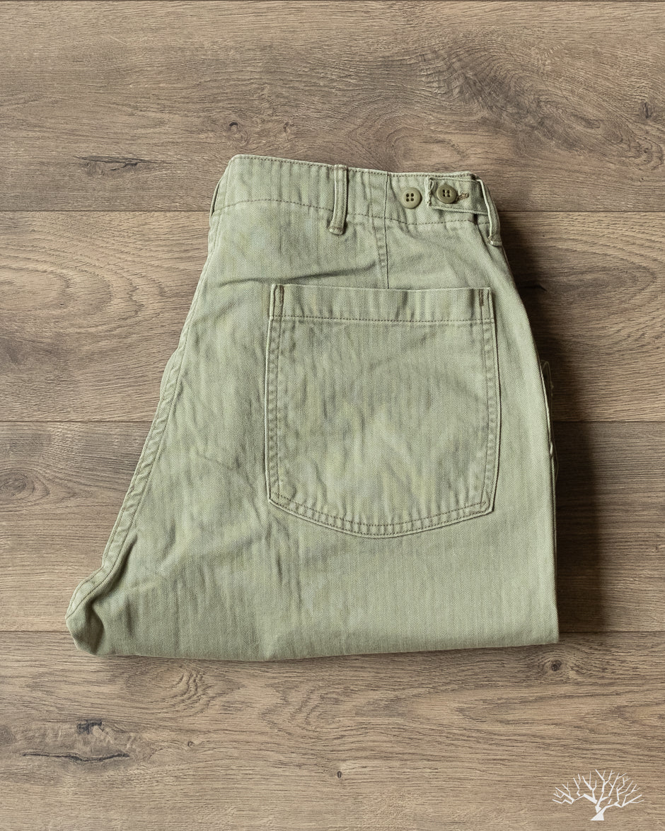 Summer Fatigue Pants - Green Herringbone