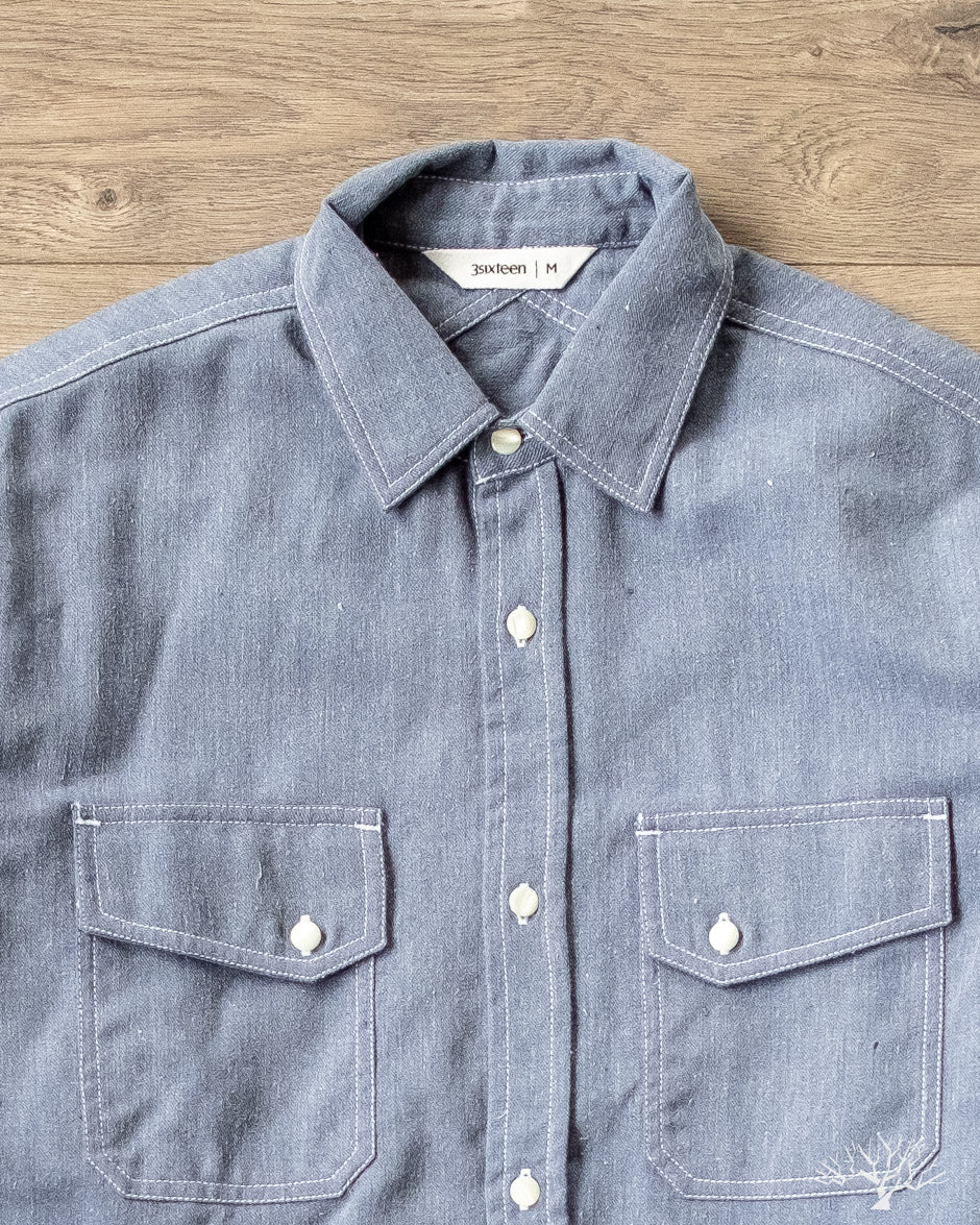 3sixteen Baseball Shirt - Black Khadi Handstitch