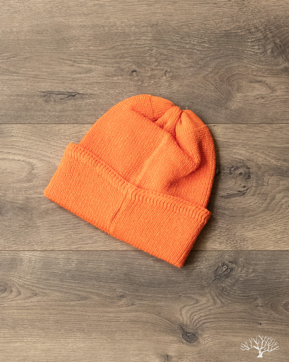 Linen Waffle Watch Cap - Neon Orange