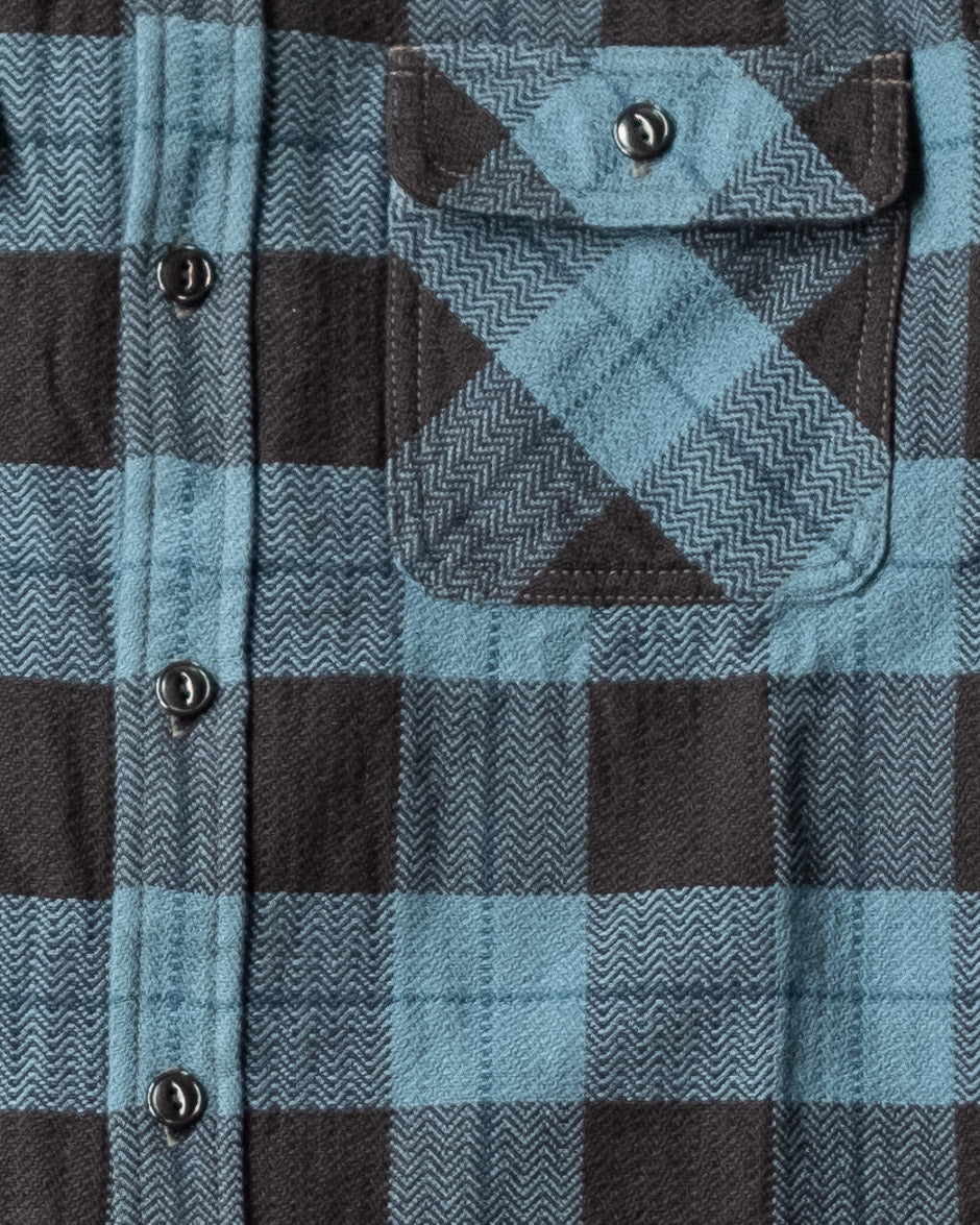 The Flat Head SNR-101L Block Check Flannel Shirt - Orange/Charcoal