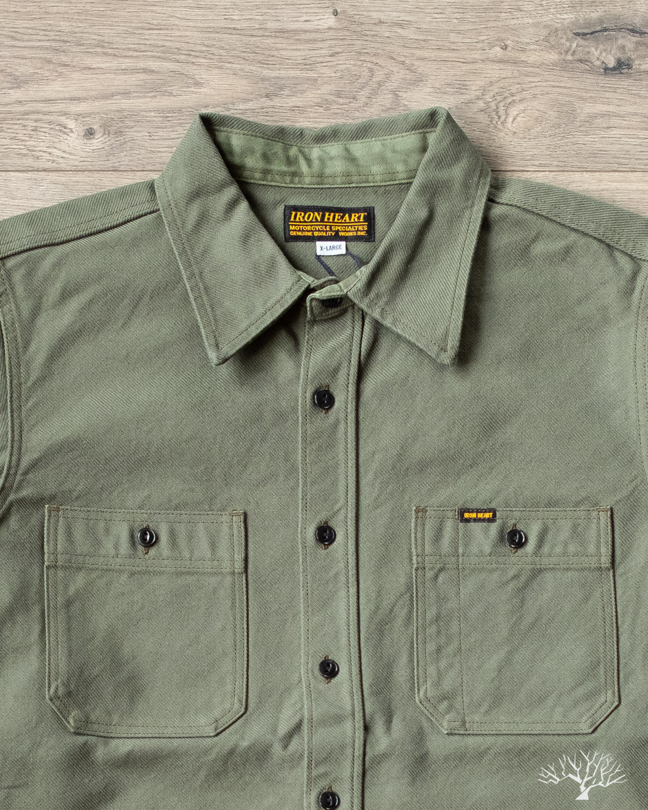 IHSH-307-OLV - Military Serge Work Shirt - Olive