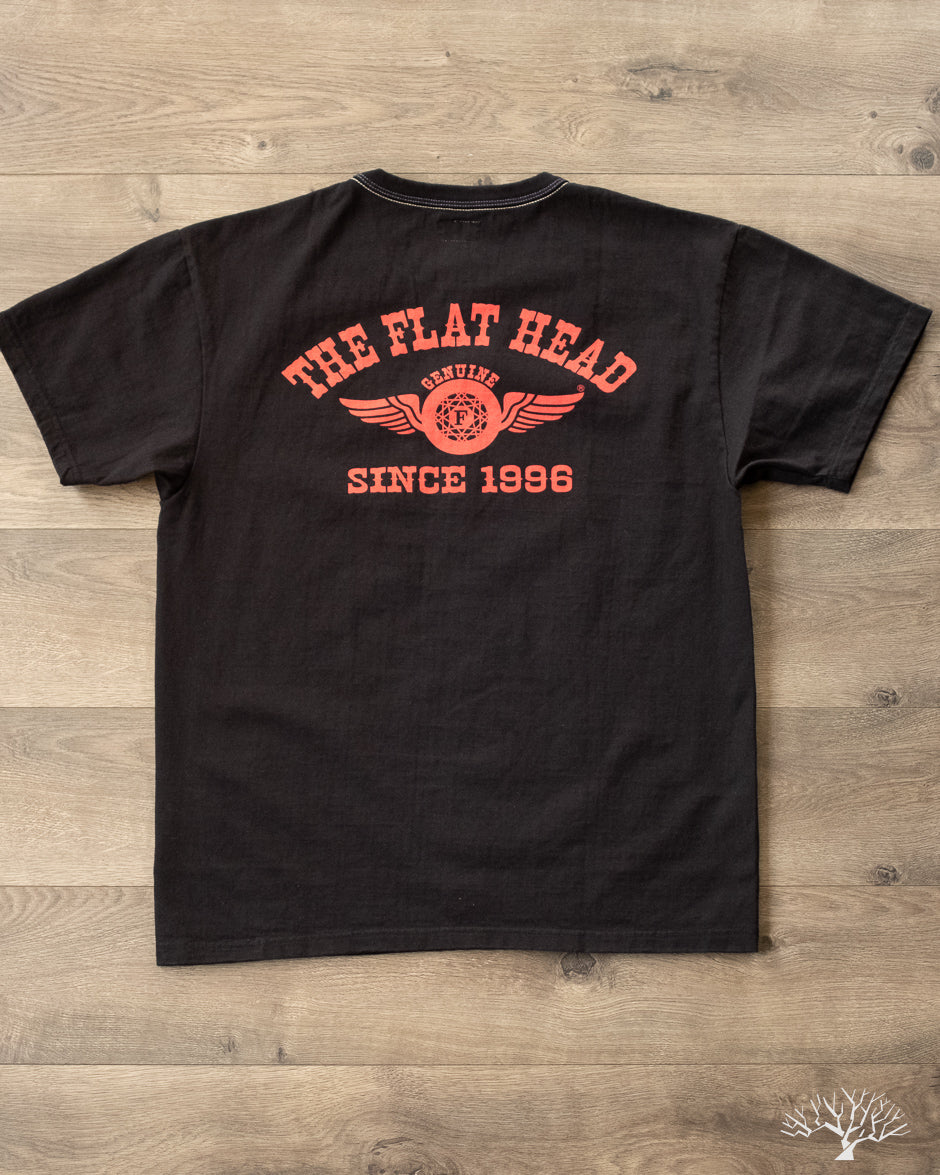 THE FLAT HEAD FN-THCL-202 FLYING WHEEL L/S TEE BLK 44-