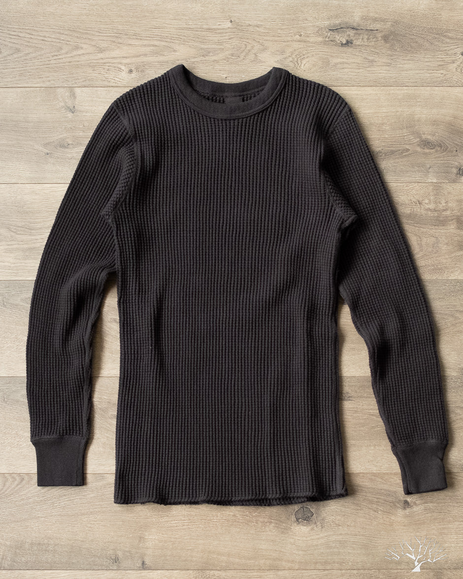 UES - Big Waffle Thermal Long Sleeve T-Shirt - Black – Withered Fig