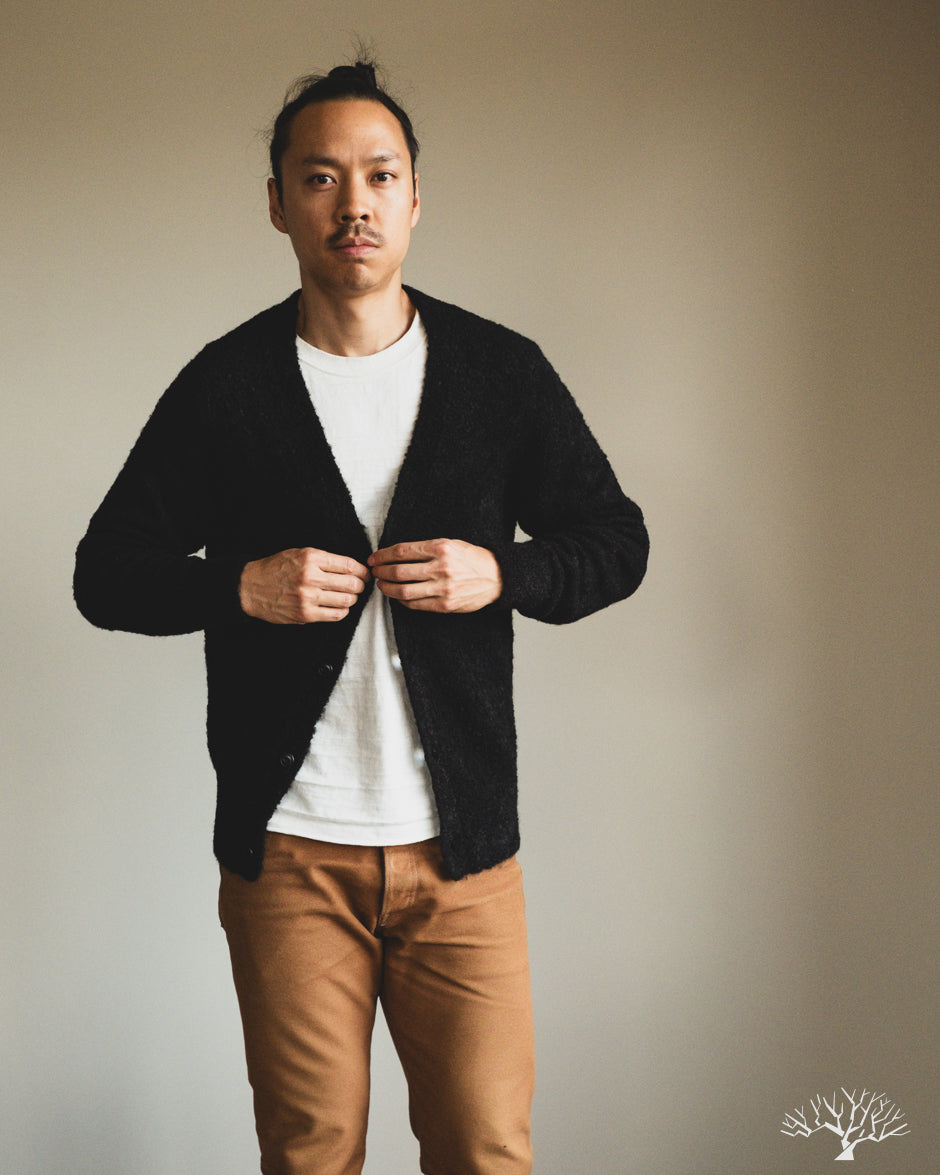 3sixteen V-Neck Cardigan - Black Boucle