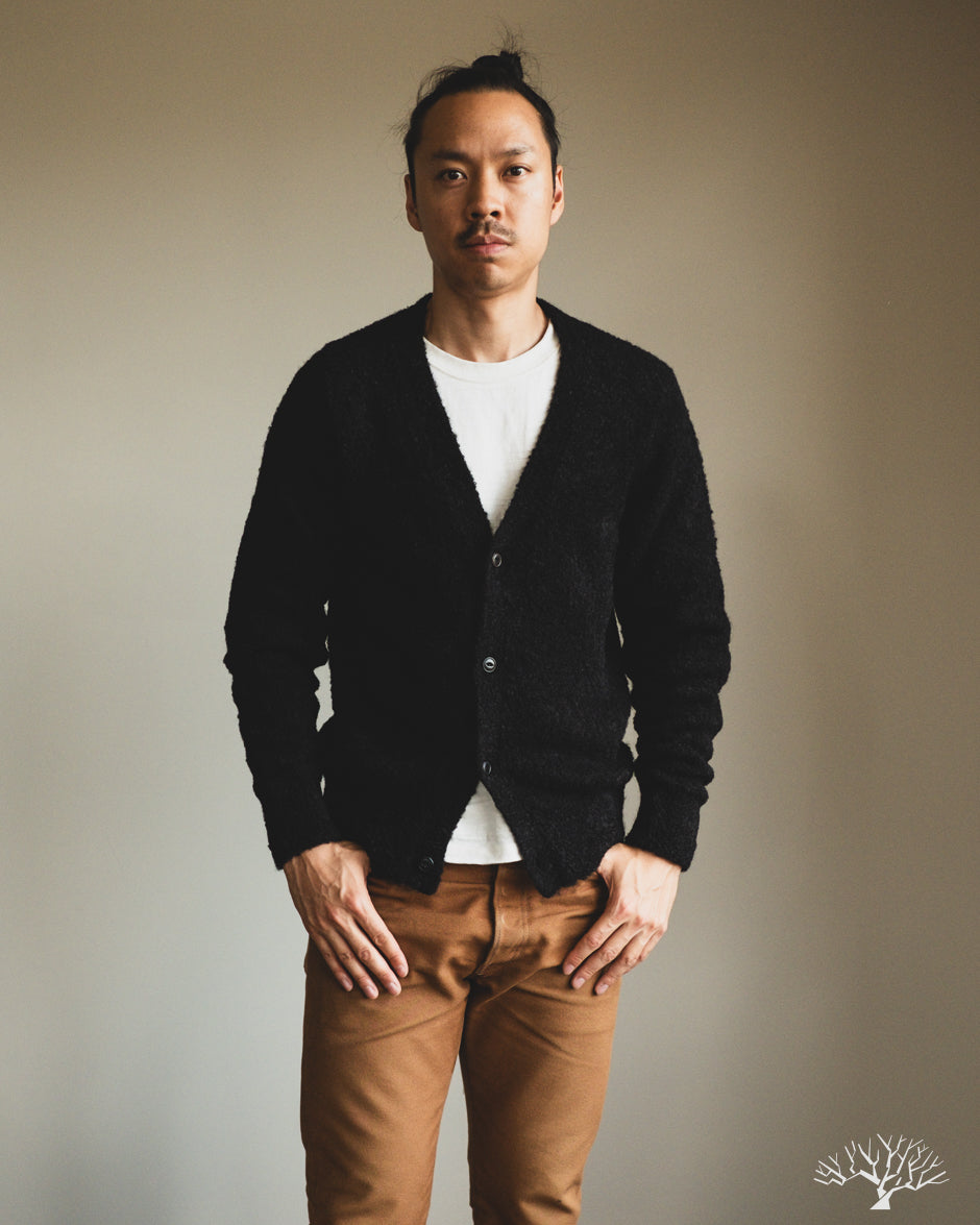 3sixteen V-Neck Cardigan - Black Boucle