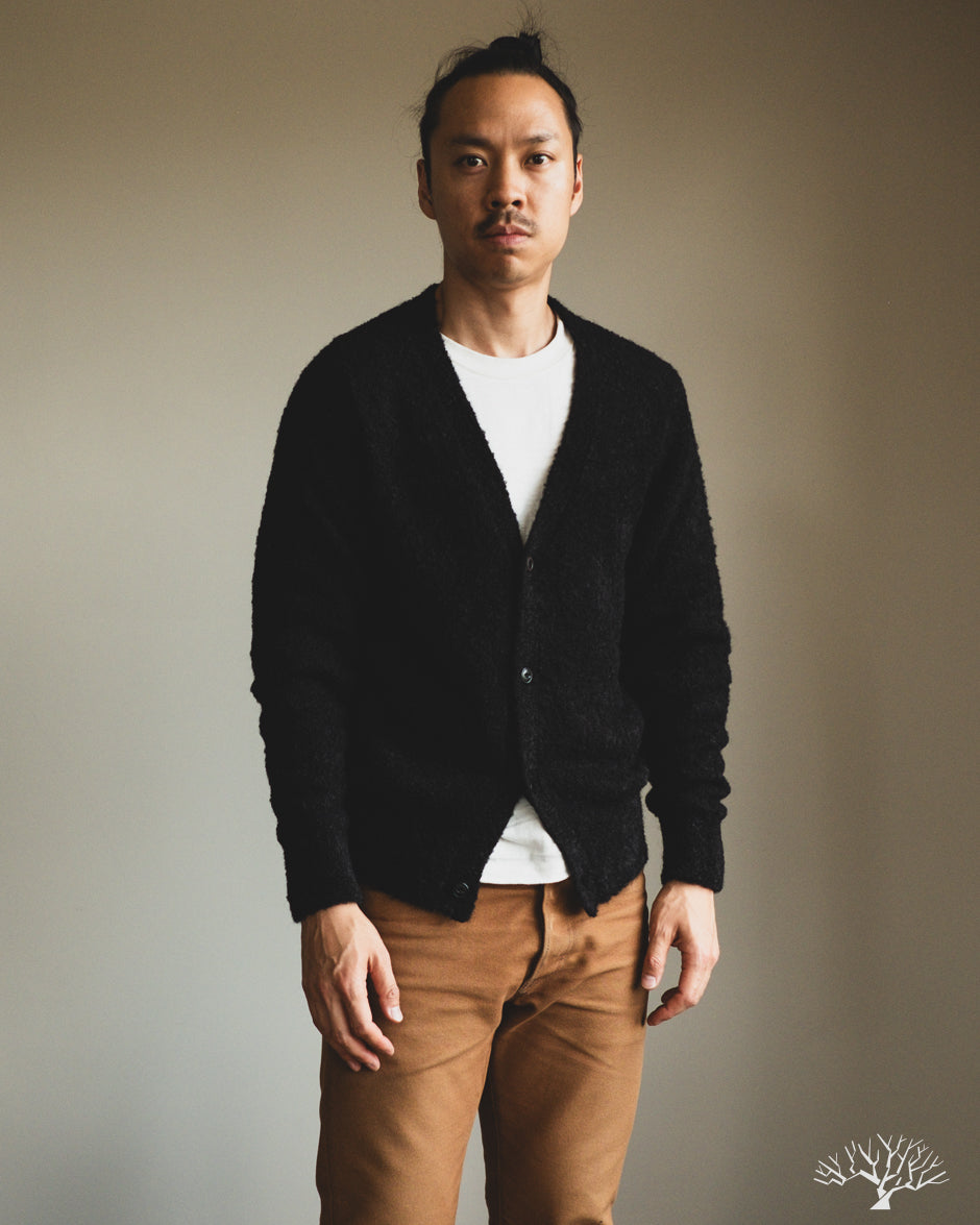 3sixteen V-Neck Cardigan - Black Boucle