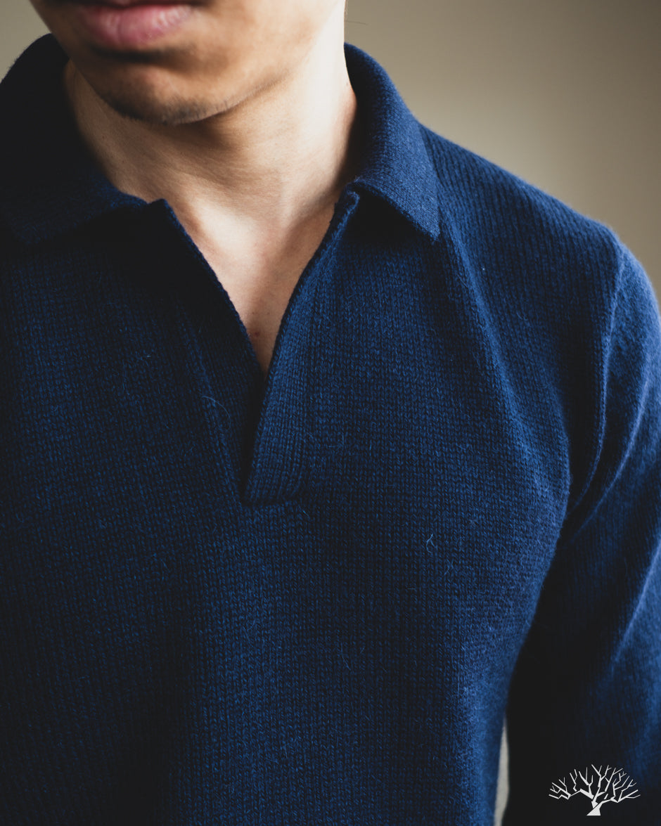 3sixteen Long-Sleeve Knit Polo - Midnight Alpaca