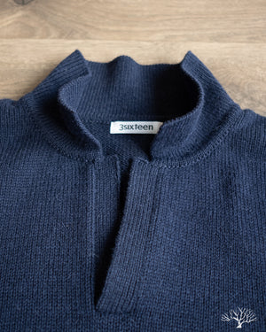 3sixteen Long-Sleeve Knit Polo - Midnight Alpaca