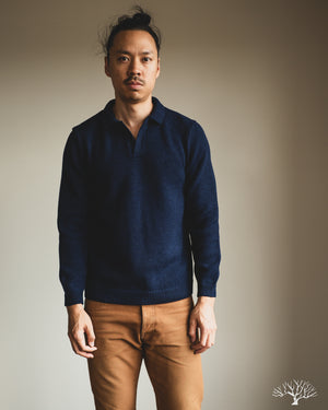 3sixteen Long-Sleeve Knit Polo - Midnight Alpaca