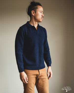 3sixteen Long-Sleeve Knit Polo - Midnight Alpaca