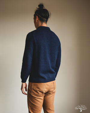 3sixteen Long-Sleeve Knit Polo - Midnight Alpaca