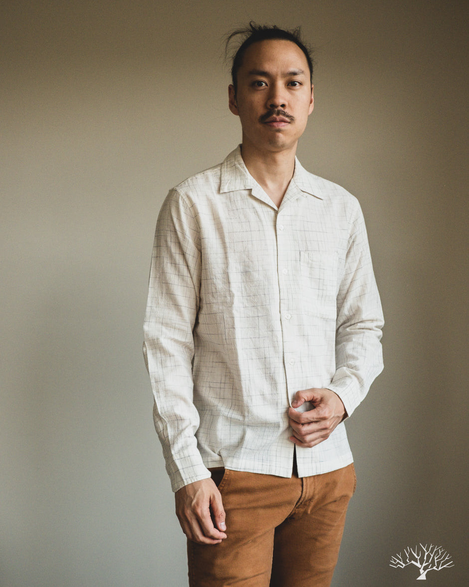 3sixteen - Loop Collar Shirt - Natural Crosshatch – Withered Fig