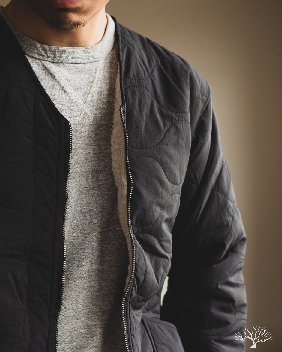 Zip Liner Jacket - Black Nylon Sherpa