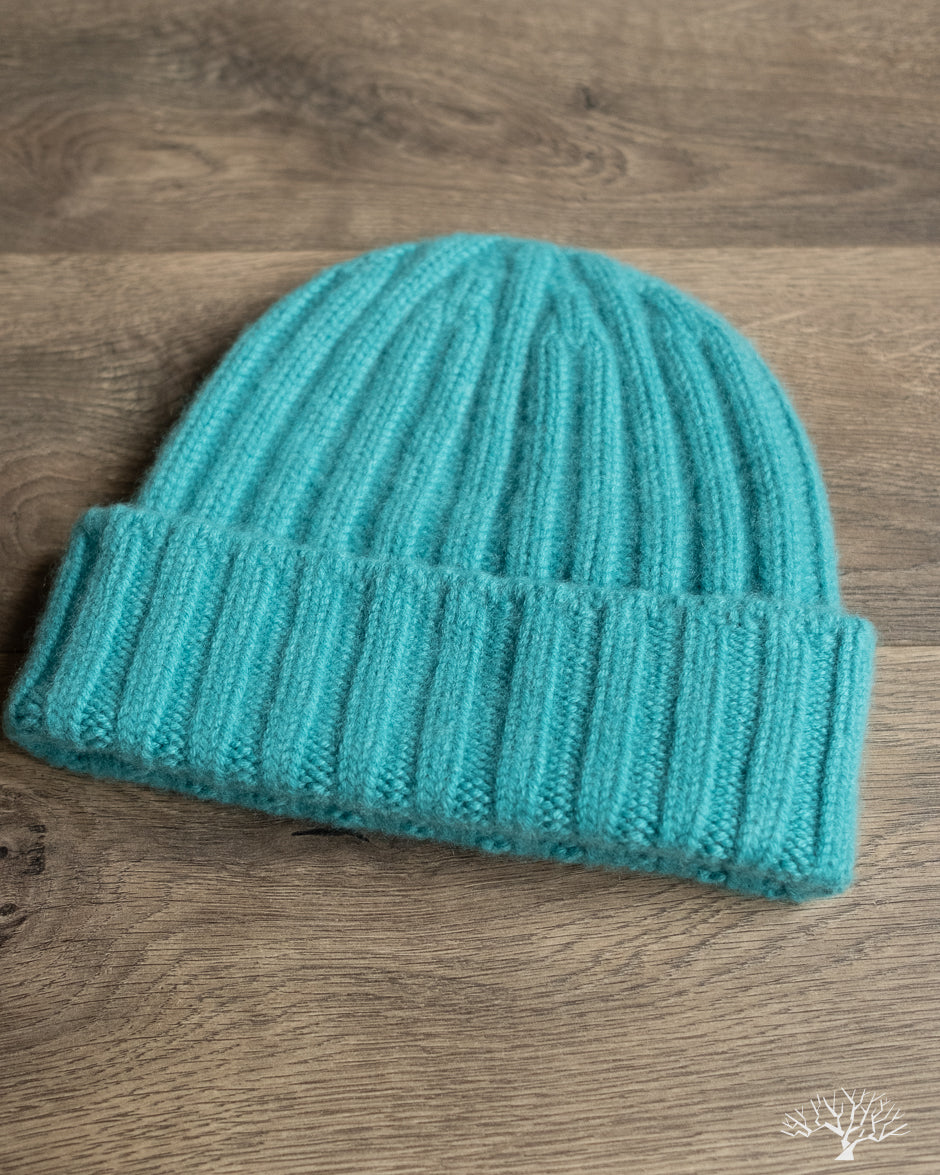 Câbleami Cashmere 2x2 Rib Watch Cap Turquoise