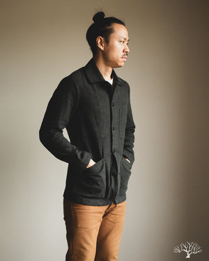 C.O.F. Studio Brewer Jacket - Herringbone Cotton Wool Forest Green