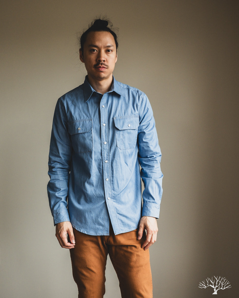 Dehen 1920 Drover Shirt - Light Indigo Chambray