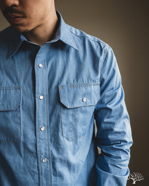 Dehen 1920 Drover Shirt - Light Indigo Chambray