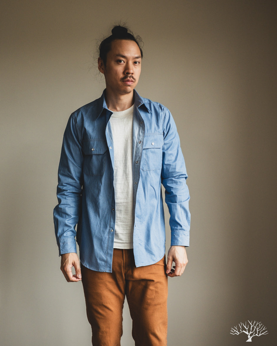 Dehen 1920 Drover Shirt - Light Indigo Chambray