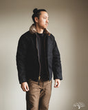 Dehen 1920 N-1 Deck Jacket - Black Waxed Canvas Kodiak Mouton (Modified)