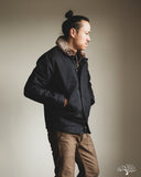 Dehen 1920 N-1 Deck Jacket - Black Waxed Canvas Kodiak Mouton (Modified)