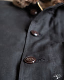 Dehen 1920 N-1 Deck Jacket - Black Waxed Canvas Kodiak Mouton (Modified)