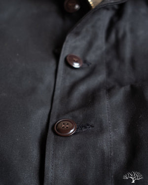 Dehen 1920 N-1 Deck Jacket - Black Waxed Canvas Kodiak Mouton (Modified)