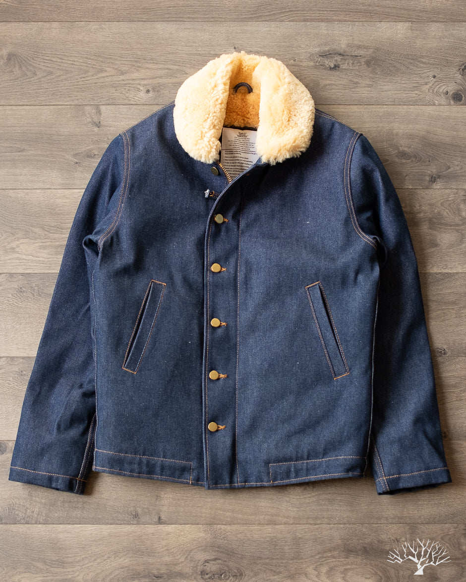 Dehen 1920 N-1 Deck Jacket - Denim Gold Mouton