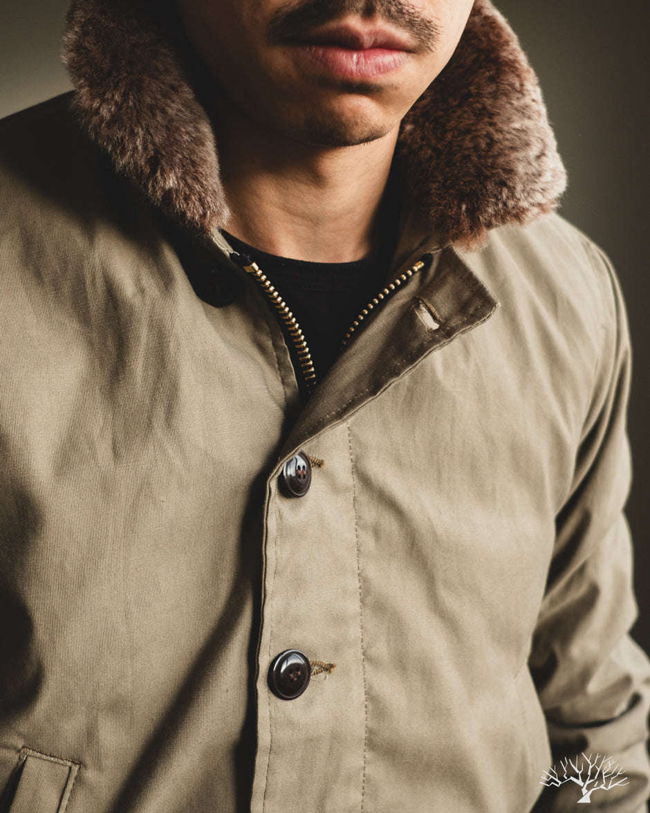 N-1 Deck Jacket - Olive Kodiak Mouton