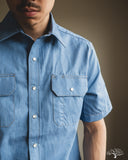 Dehen 1920 Short-Sleeve Drover Shirt - Light Indigo Chambray