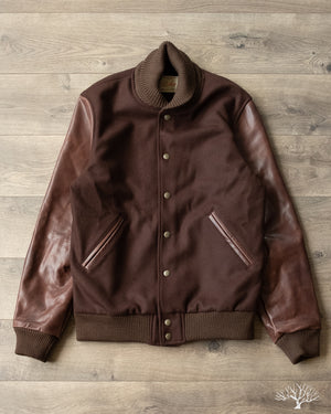 Dehen 1920 Varsity Jacket - Brown Melton / Antique Brandy Leather