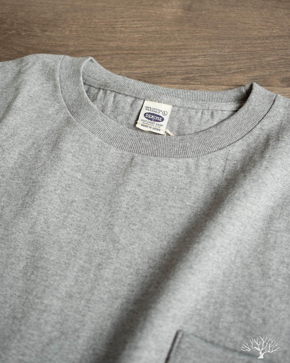 Denime 263 Crew Neck Pocket T-Shirt - Heather Grey