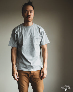 Denime 263 Crew Neck Pocket T-Shirt - Heather Grey