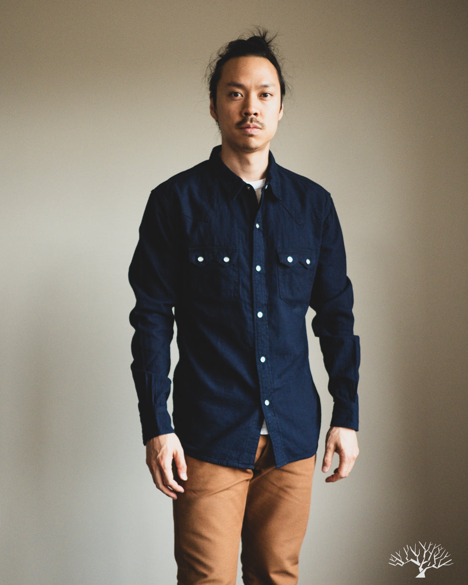 FN-SCW-002L - Indigo Dobby Western Shirt