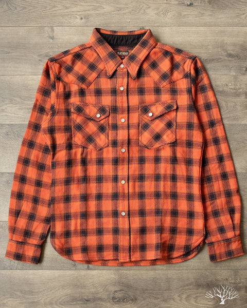 The Flat Head FN-SNW-005L - Ombre Check Flannel Western Shirt