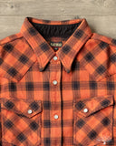 The Flat Head FN-SNW-005L - Ombre Check Flannel Western Shirt - Orange/Black