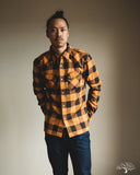 FN-SNW-101L - Block Check Flannel Western Shirt - Orange/Charcoal