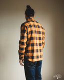 FN-SNW-101L - Block Check Flannel Western Shirt - Orange/Charcoal