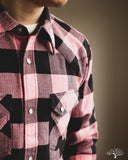 Flat Head FN-SNW-101L - Block Check Flannel Western Shirt - Pink/Black