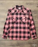 Flat Head FN-SNW-101L - Block Check Flannel Western Shirt - Pink/Black