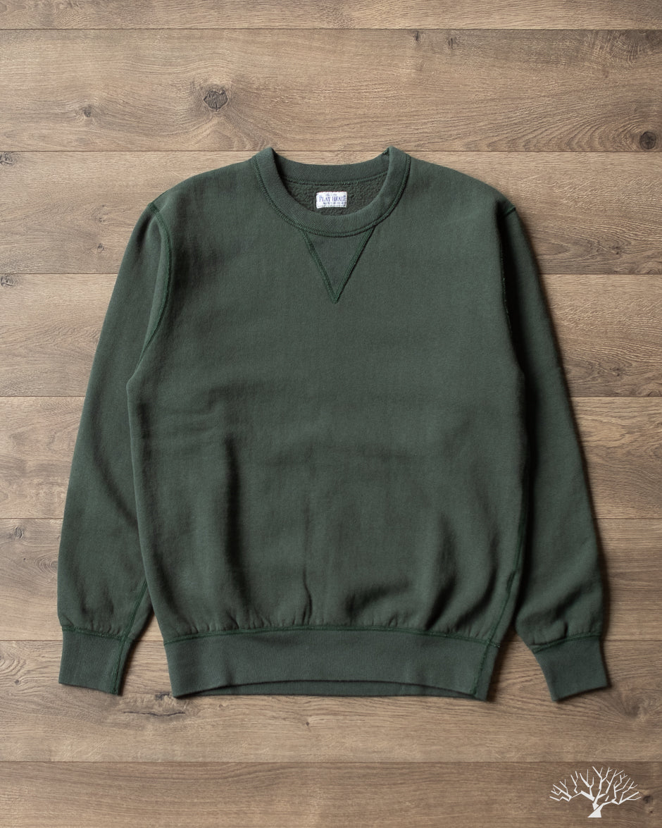 Flat Head FN-SWC-301 - Loopwheel Crew Neck Sweatshirt - Green