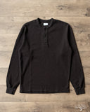 Flat Head FN-THLH-004 - Waffle Knit Henley Thermal - Black