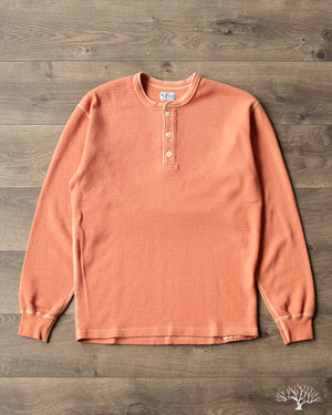 Flat Head FN-THLH-004 - Waffle Knit Henley Thermal - Light Orange