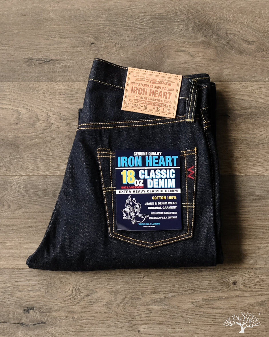 Iron Heart IH-888S-18 - 18oz Vintage Selvedge High Rise Tapered Denim