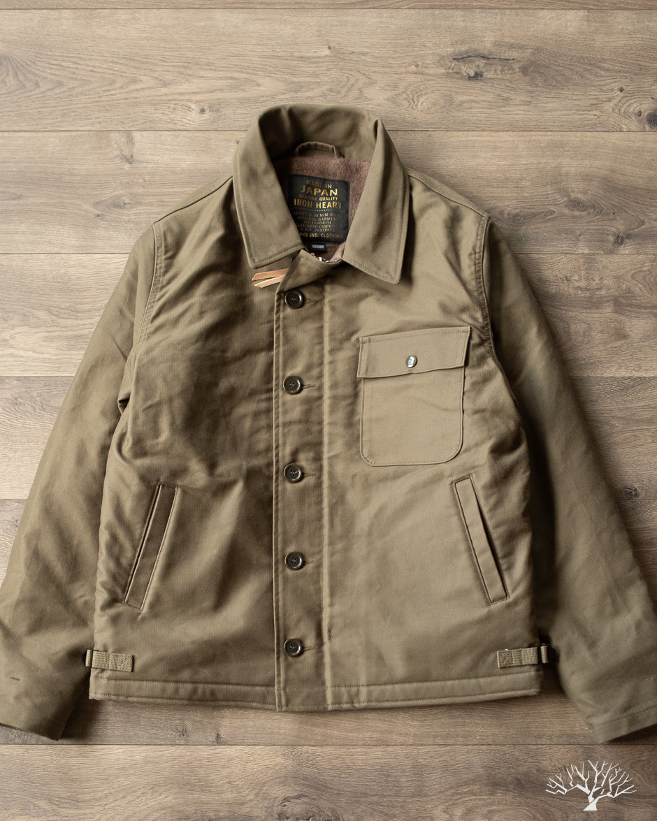 Iron Heart IHM-45-GRN - Oiled Whipcord A2 Deck Jacket - Army Green