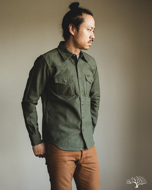 Iron Heart IHSH-235-OLV Military Serge Olive Western Shirt