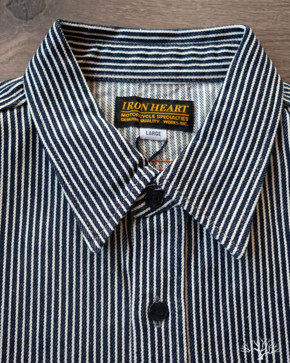 Iron Heart IHSH-274-IND - 12oz Hickory Stripe Work Shirt - Indigo